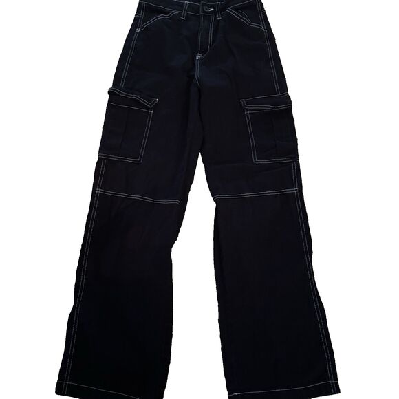 H & M Divided Jeans Women's Size 2 Black 90’s Baggy High Waist Grunge Goth - Picture 1 of 15